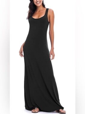 Urban Coco Black Scoop Neck Tank Top Floor Length Maxi Dress Small